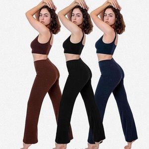 LOS ANGELES APPAREL PONTE FLARE LEGGINGS S BLACK BRAND NEW